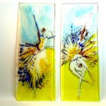 Unieke kunstwerken in glas 'Danseressen, vrouwen' als 2-luik - HxB 80x70 cm € 698,- (per stuk € 369,-)