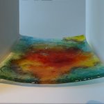 Moderne glaskunst - unieke schaal in harmonieus kleurgebruik - Rubaniuk - LxBxD 30x30x4 cm € 129,-