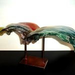 Modern uniek kunstwerk van glas /metaal - vleugel / vogel in vlucht - M. Rubaniuk BxDxH 50x24x24 cm € 599,-