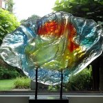 Kunst, glas & design gaan hand in hand met licht ... het dikke reliëfglas komt voor het raam nog mooier uit