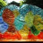 Modern glaskunstwerk voor bijv. raam, golvend design in reliëf - Rubaniuk - BxHxD 52x37x5 cm € 499,-