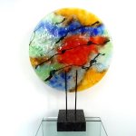 Kunst, reliëf glas en abstract design op marmeren voet - Monika Rubaniuk - HxBxD 64x45x15 cm € 549,-