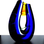 Glasobject - vaas, sculptuur geslepen, met bollend reservoir in het middengedeelte - Ozzaro - HxBxD 22x17x8 cm € 459,- 