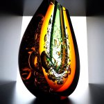 Kunstobject - prachtig geslepen zwaar glas sculptuur / vaas in kristalglas -  Ozzaro - HxBxD 26 cm € 569,- 