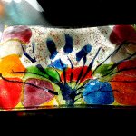 Kunst in modern glas - prachtige kleurrijke schaal van Eratini - LxB 48x30 cm € 199,-