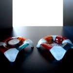 Kunst - moderne glascadeaus - kleurrijke waxinelichtjes - LxB 10x10 cm per stuk € 19,95 / set (2) € 35,-