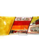 Moderne glaskunst - schaal, kleurrijk en groot, in prachtig golvend design - Eratini - LxBxD 59x23x4 cm € 199,-