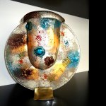 Exclusief glas - unieke siervaas met brons accenten - Eratini glaskunst HxBxD 35x33x13 cm € 549,- 