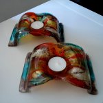 Glas, kunst en kleurig design - unieke theelichthouders - Eratini - LxBxH 20x10x5 cm € 29,95 per stuk 