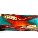 Modern kleurig glas - abstracte schaal in unieke kunstzinnige glastechniek - Eratini LxBxD 48x30x4 cm € 199,-