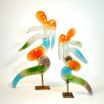 Glasobjecten 'Go with the flow and live your life the way you like' H 40 cm € 149,95/ 30 cm € 119,95 set € 239,90