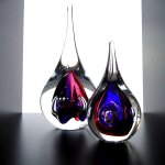 Kunstobjecten - mooie 'druppels' in kleurrijk glas - Ozzaro glaskunst - H 23 cm € 59,95 / 13 cm € 29,95 / set € 79,90