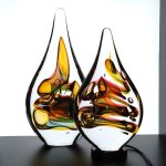 Glazen druppels in Boheems kristalglas in natuurlijke kleuren - Ozzaro - H 25 cm  € 169,95 / H 19 cm € 129,95