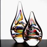 Glaskunst - Boheems kristalglas - afgeronde platte druppels - Ozzaro - H 25 cm  € 169,95 / H 19 cm € 129,95