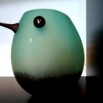 Kunst & glasdesign vaas 'Phasia' - vogel in groen / zwart - Ozzaro by Loranto - HxBxD 24x22x12 cm € 169,- 