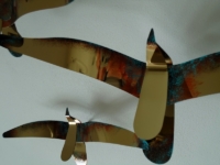 3d kunstwerk wand vogels brons kleurig