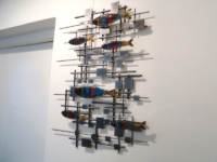 wanddecoratie vissen glas design staal