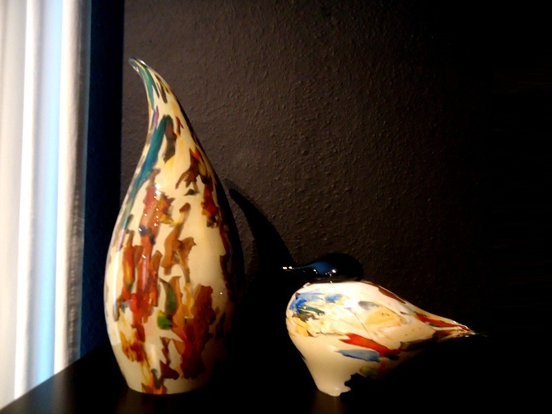 glazen designlamp kleur vogel loranto