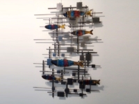 wandobject vissen metaal glas