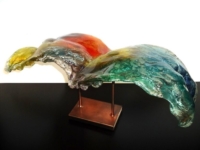glaskunst vogel abstract glasdesign