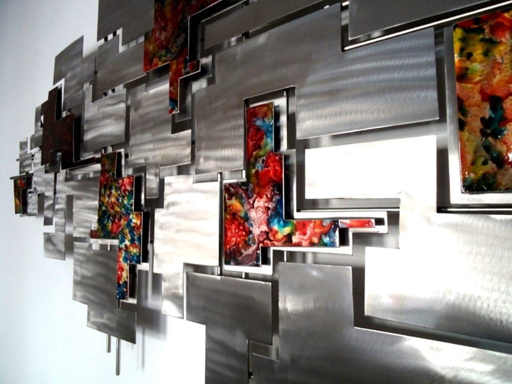 kunstwerk wand rvs kleur modern