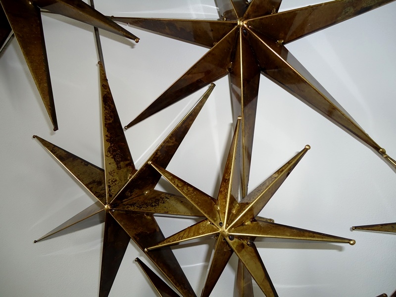 3d kunstwerk wand sterren brons kleur